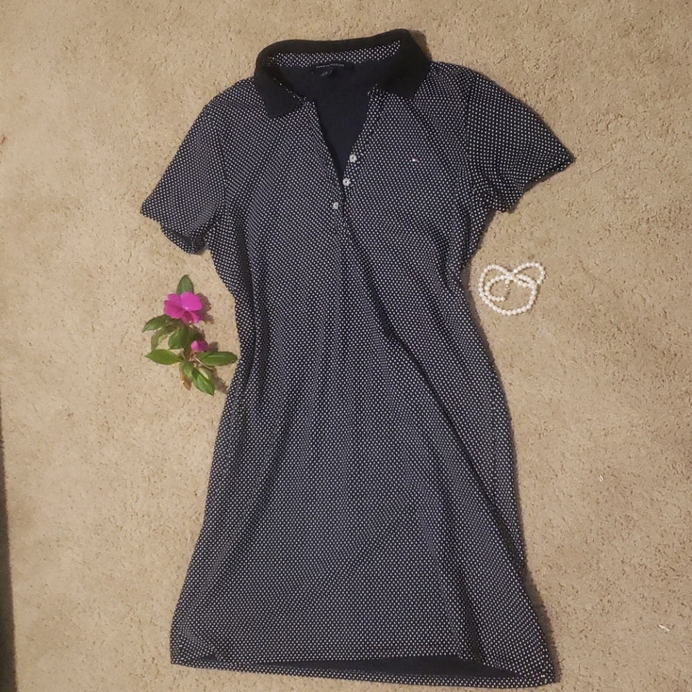 Tommy Hilfiger sz XL polka-dot navy blue dress